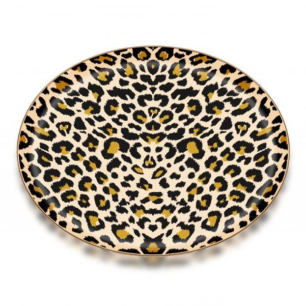 LEOPAR-D  BRIGHT GOLD GLASS TRAY 35*35